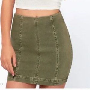 Free People Modern Femme Denim Skirt in Olive Size 2
